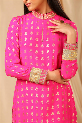 House Of Masaba-Hot Pink Wallflower Kurta-INDIASPOPUP.COM