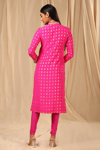 House Of Masaba-Hot Pink Wallflower Kurta-INDIASPOPUP.COM