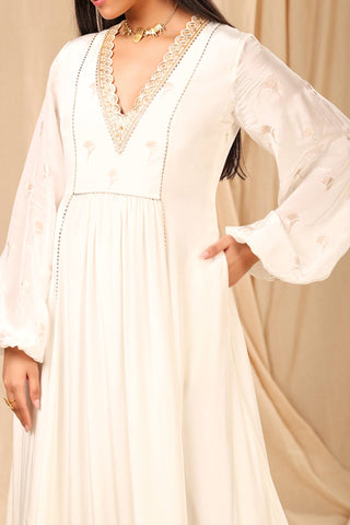 House Of Masaba-Ivory Wine Garden Kurta Dress-INDIASPOPUP.COM