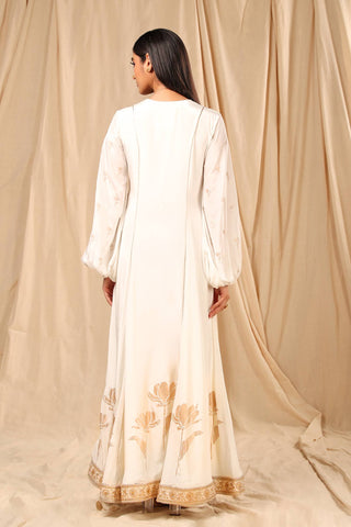 House Of Masaba-Ivory Wine Garden Kurta Dress-INDIASPOPUP.COM