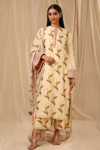 House Of Masaba-Ivory Floral Kurta Set-INDIASPOPUP.COM