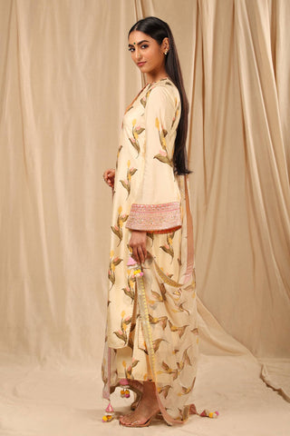 House Of Masaba-Ivory Floral Kurta Set-INDIASPOPUP.COM