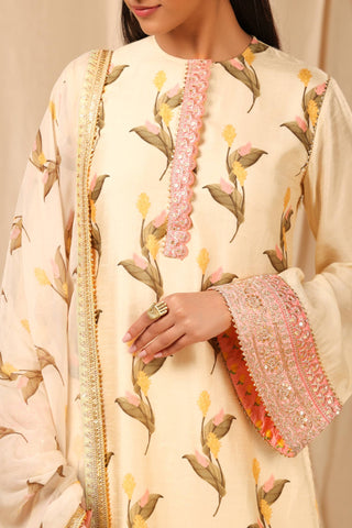 House Of Masaba-Ivory Floral Kurta Set-INDIASPOPUP.COM