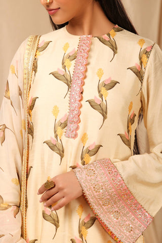 House Of Masaba-Ivory Floral Kurta Set-INDIASPOPUP.COM