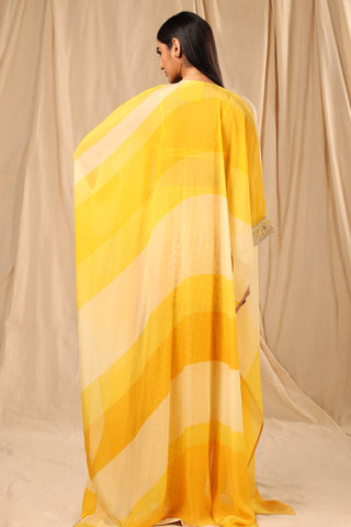 House Of Masaba-Yellow Sorbet Bralette With Skirt And Cape-INDIASPOPUP.COM