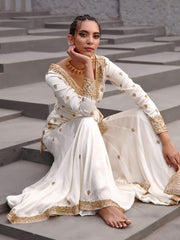 Jigar Mali-Pearl White Flared Sharara Set-INDIASPOPUP.COM