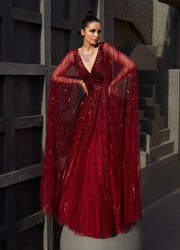 Jigar Mali-Wine Sequin Gown-INDIASPOPUP.COM