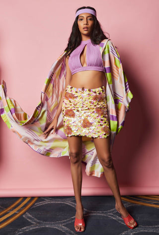 Nirmooha-Lilac Embroidered Skirt-INDIASPOPUP.COM