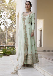 Megha & Jigar-Pista Green Anarkali Suit-INDIASPOPUP.COM