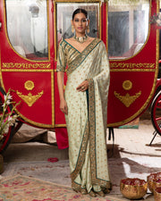Megha & Jigar-Sea Green Embroidered Saree-INDIASPOPUP.COM