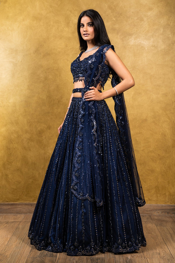 Navy blue ghagra choli sale