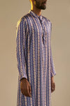 Saksham & Neharicka-Blue & White Satin Printed Kurta-INDIASPOPUP.COM