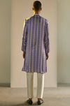 Saksham & Neharicka-Blue & White Satin Printed Kurta-INDIASPOPUP.COM
