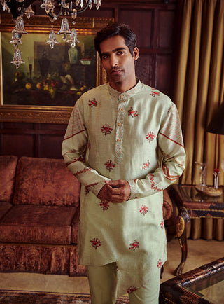 Kalista Men-Asif Mint Green Kurta And Pant-INDIASPOPUP.COM