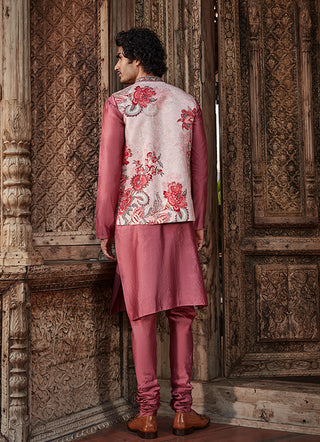 Kalista Men-Shray Floral Bundi Kurta Set-INDIASPOPUP.COM