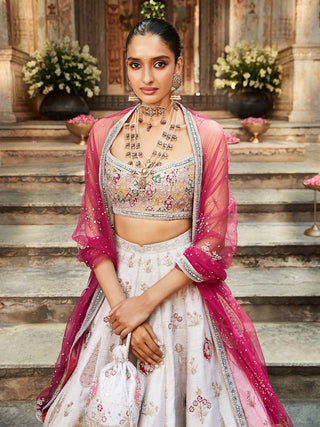 Matsya-Ivory Udai Bagh Lehenga Set-INDIASPOPUP.COM