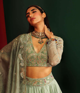 Mahima Mahajan-Aarohi Jade Embroidered Lehenga Set-INDIASPOPUP.COM