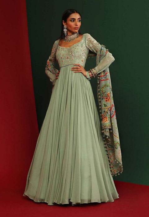 Mahima Mahajan-Urwa Jade Embroidered Anarkali With Dupatta-INDIASPOPUP.COM