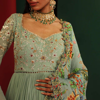 Mahima Mahajan-Urwa Jade Embroidered Anarkali With Dupatta-INDIASPOPUP.COM