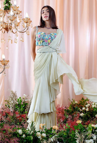 Mahima Mahajan-Lea Jade Ruffled Sari With Blouse-INDIASPOPUP.COM