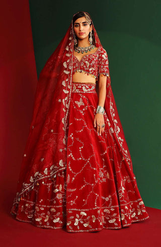 Mahima Mahajan-Hena Sindoori Red Embroidered Lehenga Set-INDIASPOPUP.COM