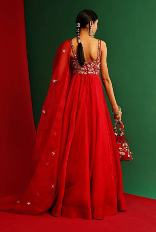 Mahima Mahajan-Yami Sindoori Red Embroidered Anarkali Set-INDIASPOPUP.COM