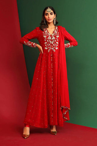 Mahima Mahajan-Reya Sindoori Red Embroidered Kurta Set-INDIASPOPUP.COM