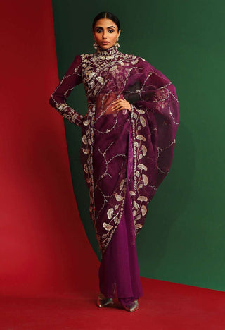Mahima Mahajan-Viara Grapevine Pre-Stitched Sari With Blouse-INDIASPOPUP.COM