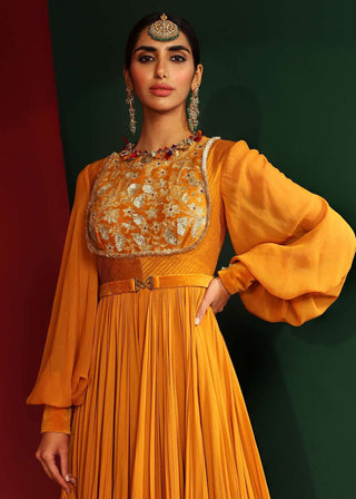 Mahima Mahajan-Soha Marigold Yellow Embroidered Anarkali Set-INDIASPOPUP.COM
