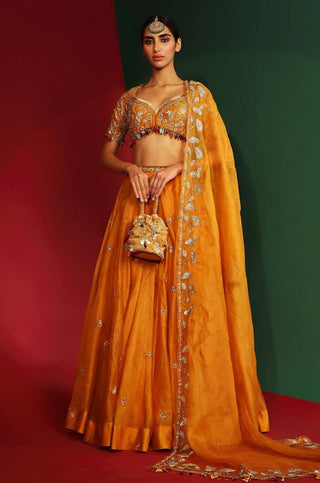 Mahima Mahajan-Ziva Marigold Yellow Embroidered Lehenga Set-INDIASPOPUP.COM