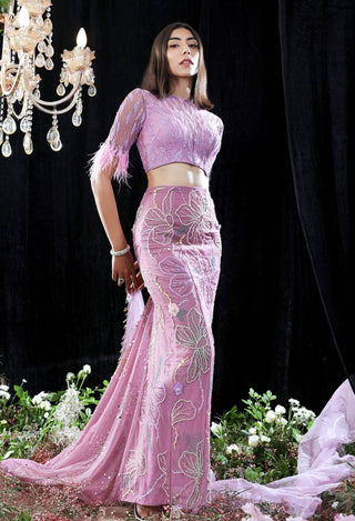 Mahima Mahajan-Isabella Lilac Embroidered Flowing Skirt Set-INDIASPOPUP.COM