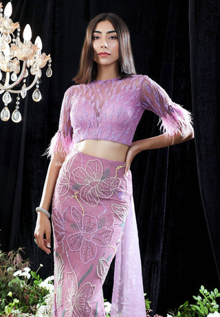 Mahima Mahajan-Isabella Lilac Embroidered Flowing Skirt Set-INDIASPOPUP.COM