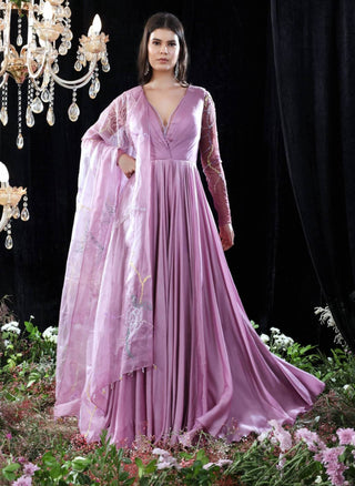 Mahima Mahajan-Esme Lilac Embroidered Anarkali With Dupatta-INDIASPOPUP.COM