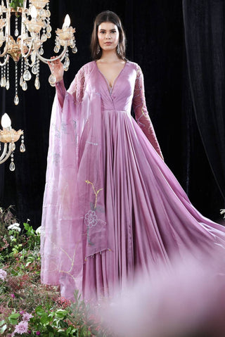 Mahima Mahajan-Esme Lilac Embroidered Anarkali With Dupatta-INDIASPOPUP.COM