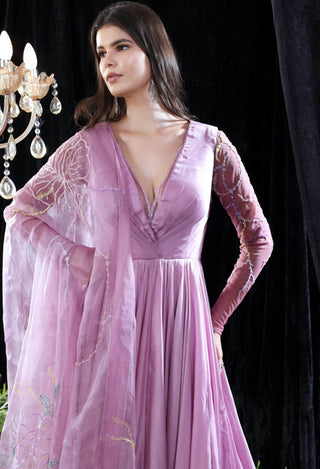 Mahima Mahajan-Esme Lilac Embroidered Anarkali With Dupatta-INDIASPOPUP.COM