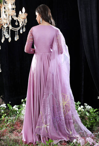 Mahima Mahajan-Esme Lilac Embroidered Anarkali With Dupatta-INDIASPOPUP.COM