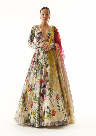 Mahima Mahajan-Ivory Printed Anarkali With Dupatta-INDIASPOPUP.COM