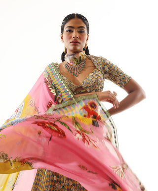 Mahima Mahajan-Multicolor Printed Heavy Embroidered Lehenga Set-INDIASPOPUP.COM