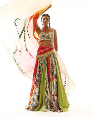 Mahima Mahajan-Multicolor Layered Printed Lehenga Set-INDIASPOPUP.COM