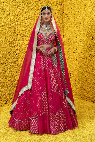 Mahima Mahajan-Pia Hot Pink Banarsi Lehenga Set-INDIASPOPUP.COM