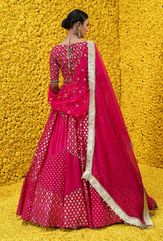 Mahima Mahajan-Pia Hot Pink Banarsi Lehenga Set-INDIASPOPUP.COM