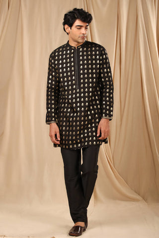 House Of Masaba-Black Wallflower Kurta-INDIASPOPUP.COM