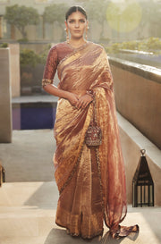 Matsya-Old Rose Meera Saree With Blouse-INDIASPOPUP.COM