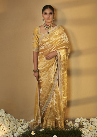 Matsya-Haldi Yellow Sunaina Saree With Blouse-INDIASPOPUP.COM