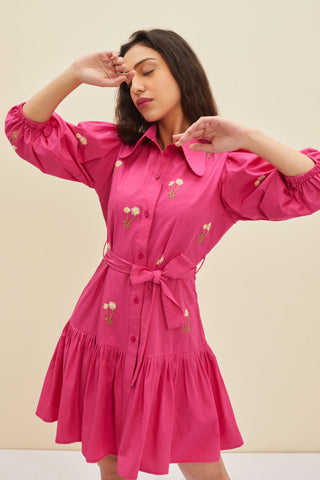 Meadow-Fuchsia Pink Midsummer Dress-INDIASPOPUP.COM