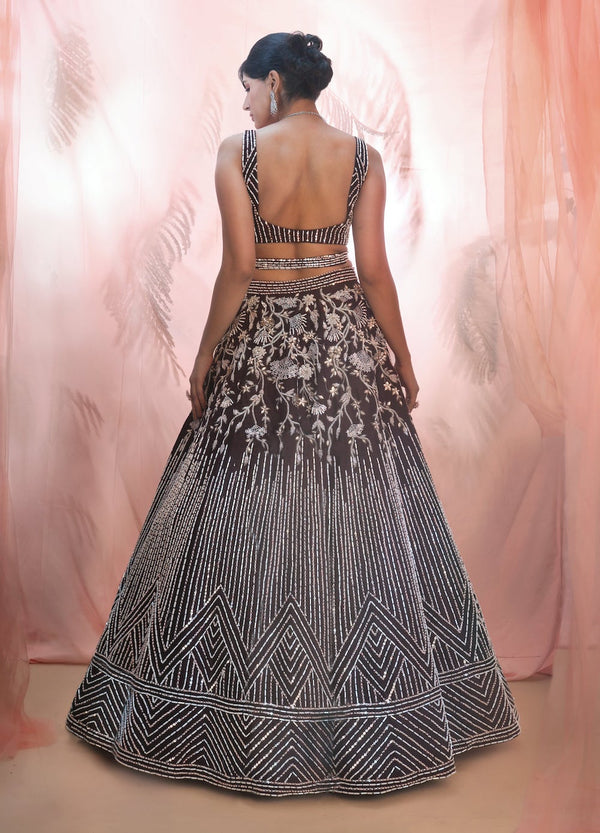 Champagne silver lehenga and blouse