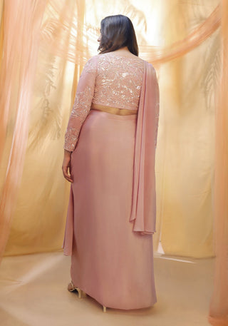 Pink Peacock Couture-Rose Gold Dhoti Set-INDIASPOPUP.COM