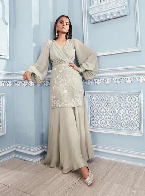Mahima Mahajan-Jade Bathrobe Shirt With Palazzo Set-INDIASPOPUP.COM
