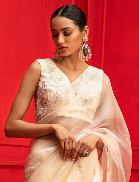 Mahima Mahajan-Noor Ivory Embroidered Saree Set-INDIASPOPUP.COM