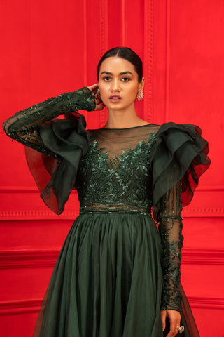 Mahima Mahajan-Jahanara Green Embroidered Gown-INDIASPOPUP.COM